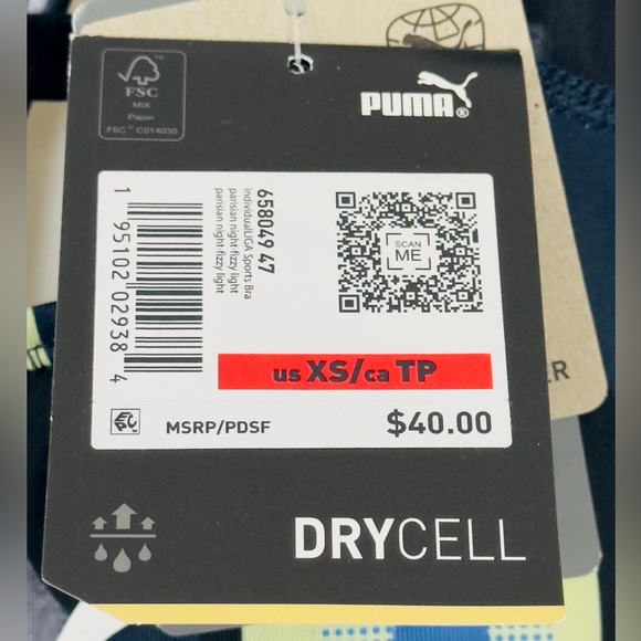 Puma - XS Tight Fit Racer Back Sports Bra Moisture Management Black & Yellow NWT - Picture 4 of 8